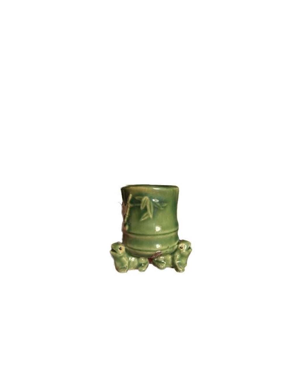 Awesome 4" Asian Fisherman & Frog Pottery Bowl Planter+ Bonus